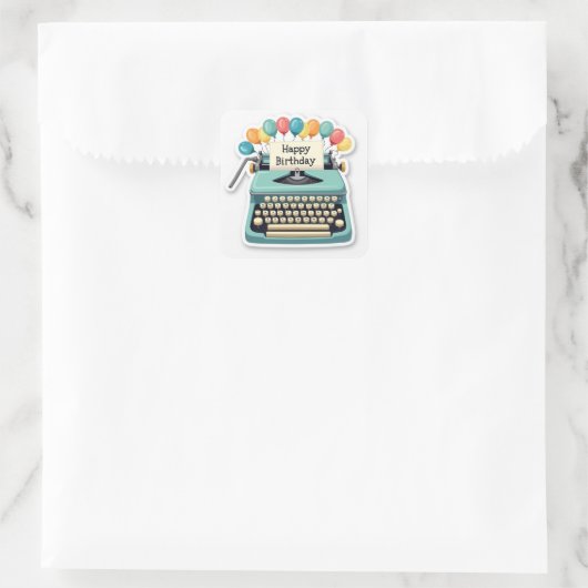 Birthday Schreibwriter Quadratischer Aufkleber (Tasche)