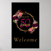 Birthday schwarz goldfarbene geometrische Blumen b Poster (Vorne)