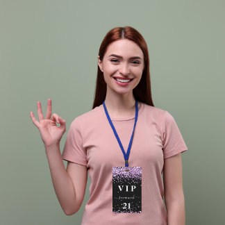 Birthday schwarz lila violett Glitzer Staub Name v Ausweis