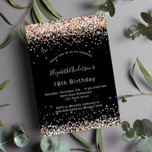 Birthday Schwarze Rose Gold Glitzern glamouröse Pa