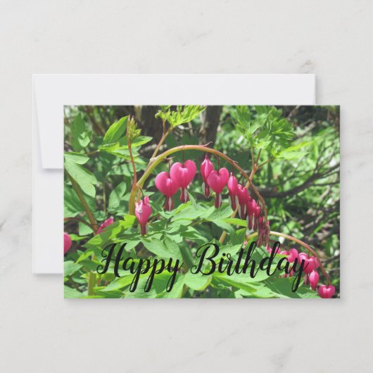 Birthday Script Pink Bleding Herz Blume Foto (Vorderseite)
