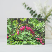 Birthday Script Pink Bleding Herz Blume Foto (Stehend Vorderseite)