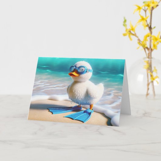 Birthday Scuba Diver Duckling Karte (Gelbe Blume)