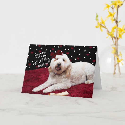 BIRTHDAY - SECRET PAL - GOLDEN DOODLE DOG KARTE (Gelbe Blume)