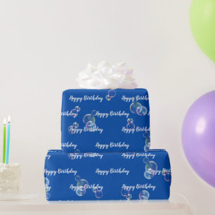 Birthday Seifenblasen auf blau Geschenkpapier