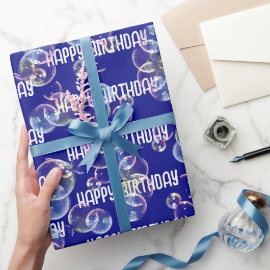Birthday Seifenblasen auf blau Geschenkpapier (Schenken)