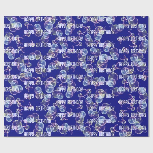 Birthday Seifenblasen auf blau Geschenkpapier (Flach)