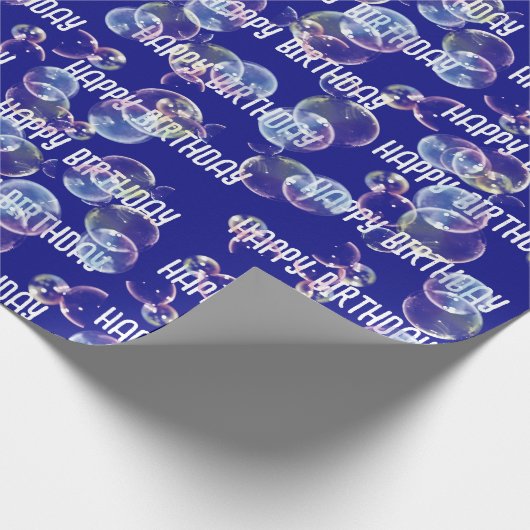 Birthday Seifenblasen auf blau Geschenkpapier (Ecke)