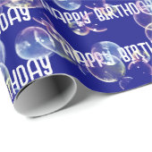 Birthday Seifenblasen auf blau Geschenkpapier (Rolleneckpunkt)