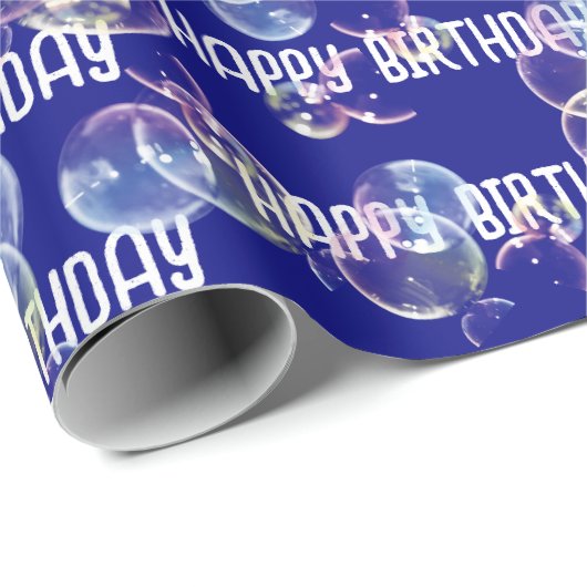Birthday Seifenblasen auf blau Geschenkpapier (Rolleneckpunkt)