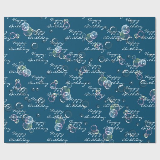 Birthday Seifenblasen auf blau Geschenkpapier (Flach)