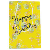 Birthday Seifenblasen auf Gelb Mittlere Geschenktüte (Vorderseite)