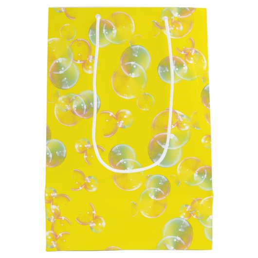 Birthday Seifenblasen auf Gelb Mittlere Geschenktüte (Rückseite)