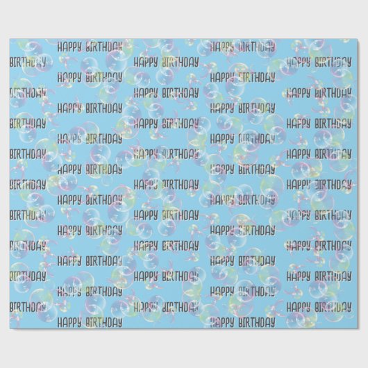 Birthday Seifenblasen auf hellblau Geschenkpapier (Flach)