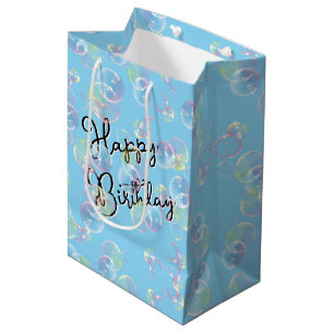 Birthday Seifenblasen auf hellblau Mittlere Geschenktüte