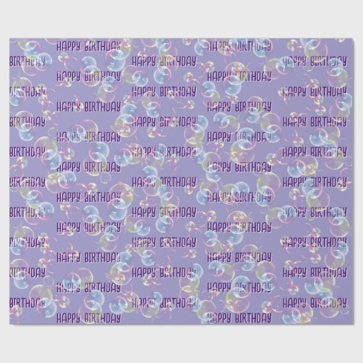 Birthday Seifenblasen auf Lila Geschenkpapier (Flach)