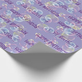 Birthday Seifenblasen auf Lila Geschenkpapier (Ecke)