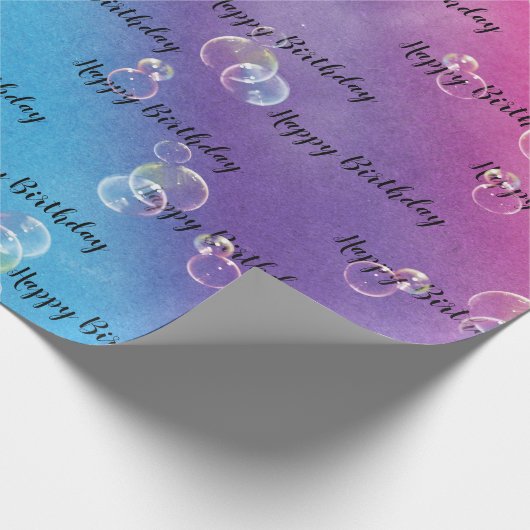 Birthday Seifenblasen auf Regenbogen Abstrakt Geschenkpapier (Ecke)