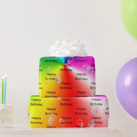 Birthday Seifenblasen auf Regenbogenspektrum Geschenkpapier (Partygeschenke)