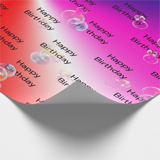 Birthday Seifenblasen auf Regenbogenspektrum Geschenkpapier (Ecke)