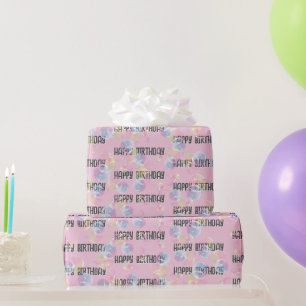 Birthday Seifenblasen auf rosa Geschenkpapier