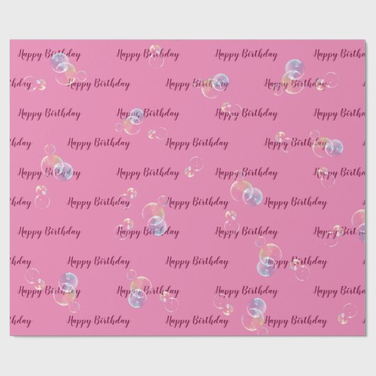 Birthday Seifenblasen auf rosa Geschenkpapier (Flach)