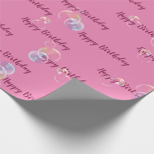 Birthday Seifenblasen auf rosa Geschenkpapier (Ecke)