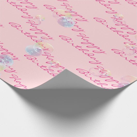 Birthday Seifenblasen auf rosa Geschenkpapier (Ecke)