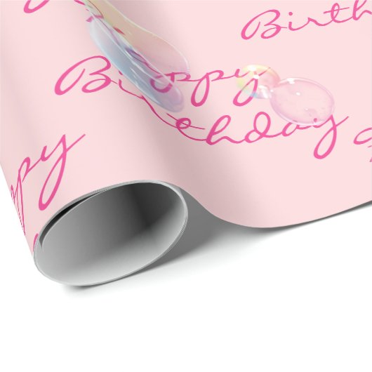 Birthday Seifenblasen auf rosa Geschenkpapier (Rolleneckpunkt)