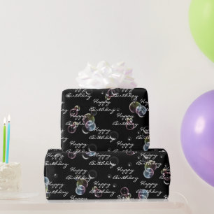 Birthday Seifenblasen auf schwarz Geschenkpapier