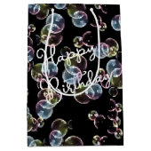 Birthday Seifenblasen auf schwarz Mittlere Geschenktüte (Vorderseite)