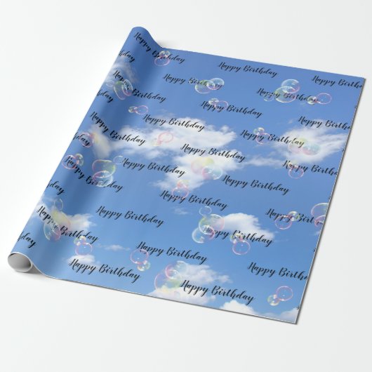 Birthday Seifenblasen auf Sky Geschenkpapier (Ungerollt)