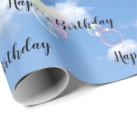 Birthday Seifenblasen auf Sky Geschenkpapier (Rolleneckpunkt)