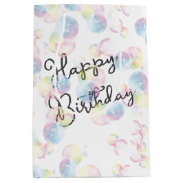 Birthday Seifenblasen auf Weiß Mittlere Geschenktüte