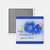 Birthday Serenade in Blue Wildblume Magnet (Vorderseite/Rückseite)