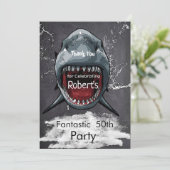 Birthday Shark Attack, Dankeskarte (Stehend Vorderseite)