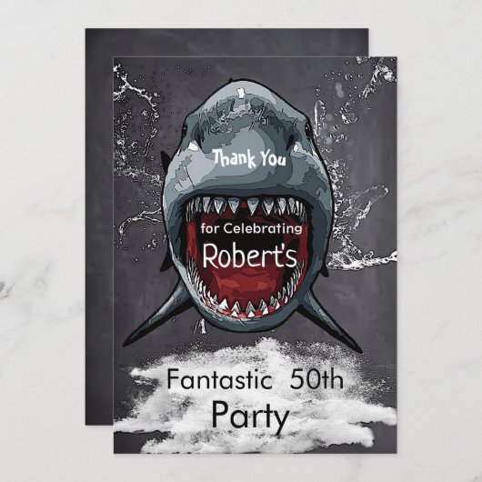Birthday Shark Attack, Dankeskarte (Vorne/Hinten)