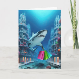 Birthday Shark mit Shopping Bags Karte