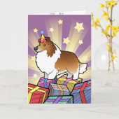Birthday Shetland Sheepdog / Collie Karte (Gelbe Blume)