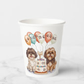 Birthday Shih Tzu Hunde Geburtstagskuchen Pappbecher (Vorderseite)