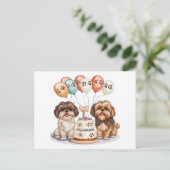 Birthday Shih Tzu Hunde Geburtstagskuchen Postkarte (Stehend Vorderseite)