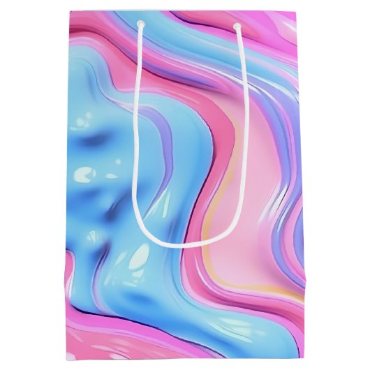 Birthday Shiny Plastic Bubble Abstrakt Mittlere Geschenktüte (Rückseite)