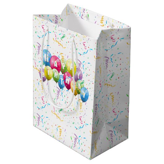 Birthday Shot Glass in Confetti Mittlere Geschenktüte (Rückseite Schrägansicht)