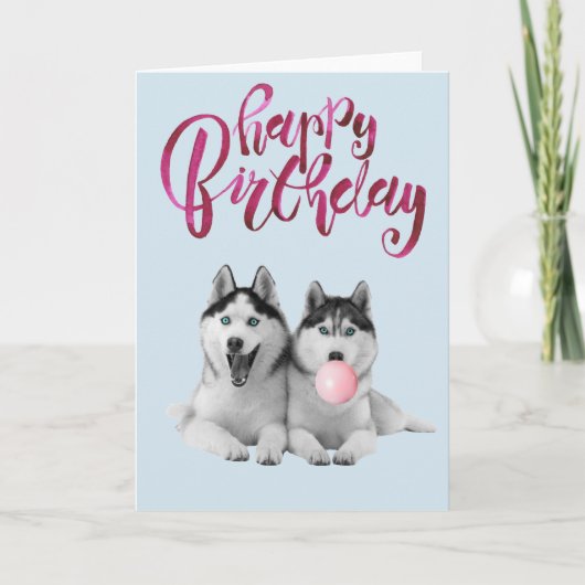 Birthday Siberian Husky Dog Animal Bubble Gum Karte (Vorderseite)