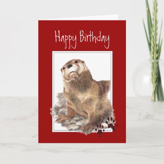 Birthday, Signifiant Otter, Funny Animal Karte (Vorderseite)