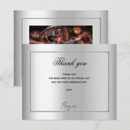 Birthday silber Foto danke Haushalt (Vorne/Hinten)