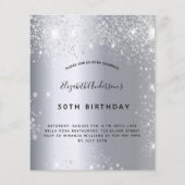 Birthday silber Glitzer Einladung (Vorderseite)
