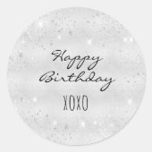 Birthday silber Glitzer Staub umarmt Küsse Runder Aufkleber (Vorderseite)