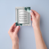 Birthday silber grün florierend Einladung Flyer (Gruppe)