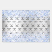Birthday silber hellblau Konfetti Funkelname Geschenkpapier Set (Vorderseite)